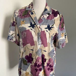 Vintage 1990s Floral Print Button Down Top - Alfred Dunner, Women's Size 12